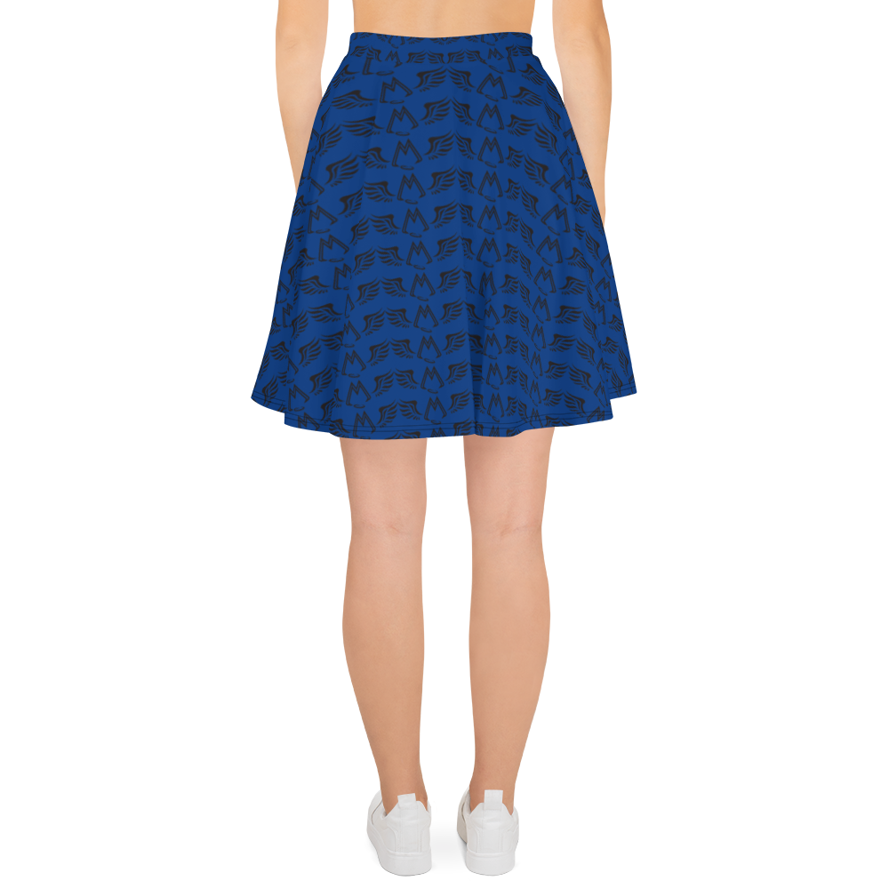 Blue Skater Skirt With Duplicated Black MM Iconic Logo