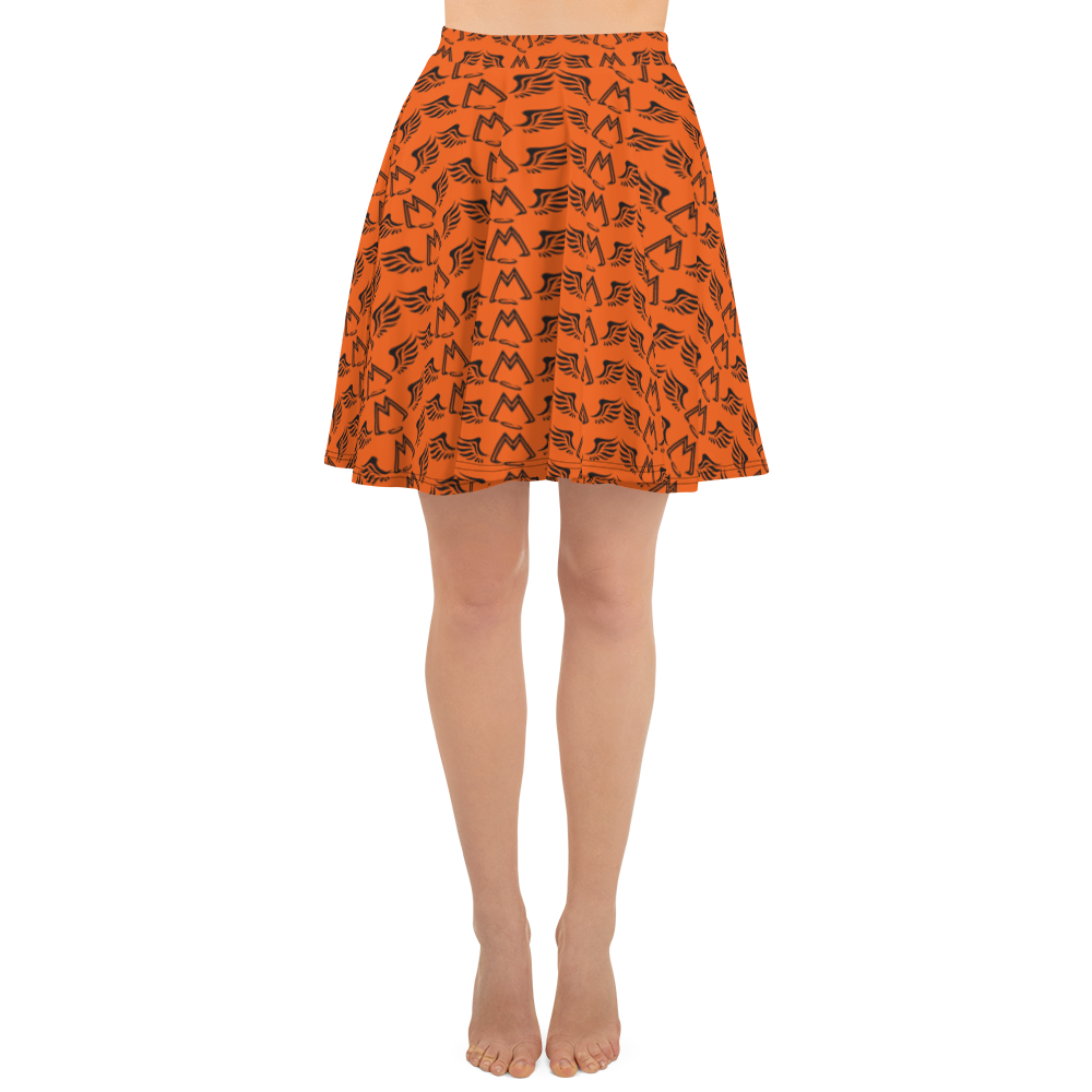 Orange Skater Skirt With Duplicated Black MM Iconic Logo