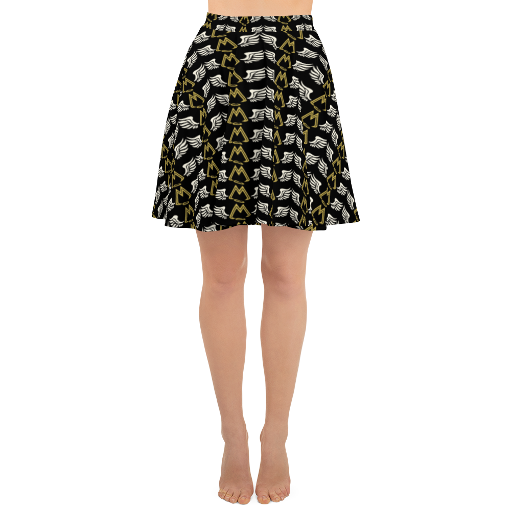 Black Skater Skirt With Duplicated Classic MM Iconic Logo