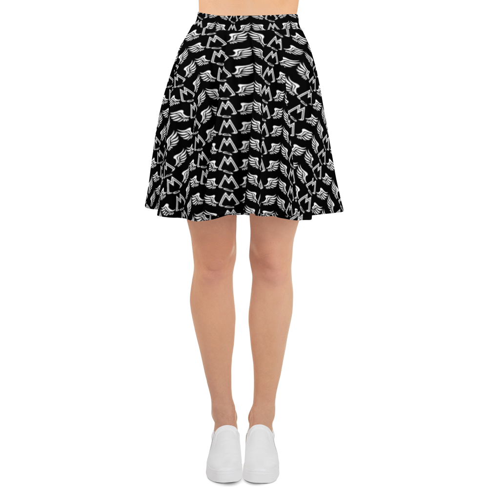 Black Skater Skirt With Duplicated White MM Iconic Logo