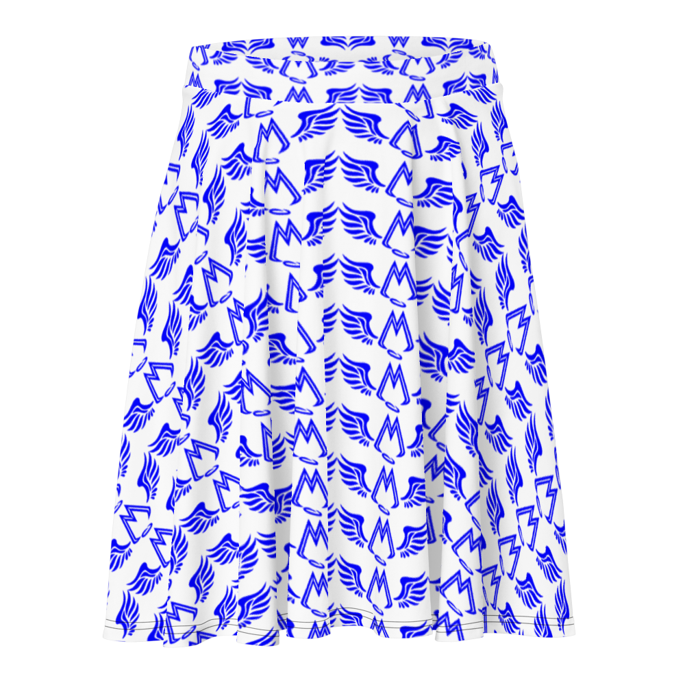White Skater Skirt With Duplicated Blue MM Iconic Logo
