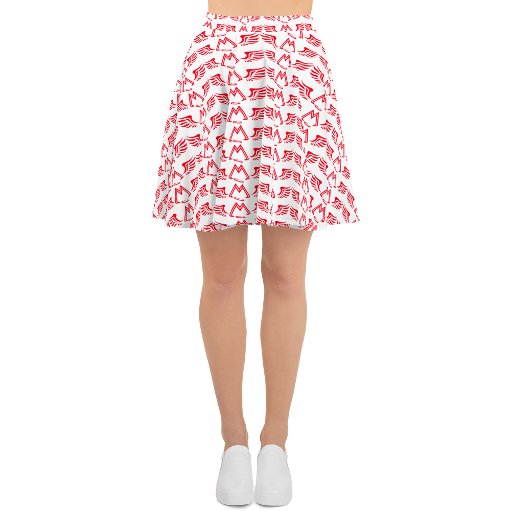 White Skater Skirt With Duplicated Red MM Iconic Logo