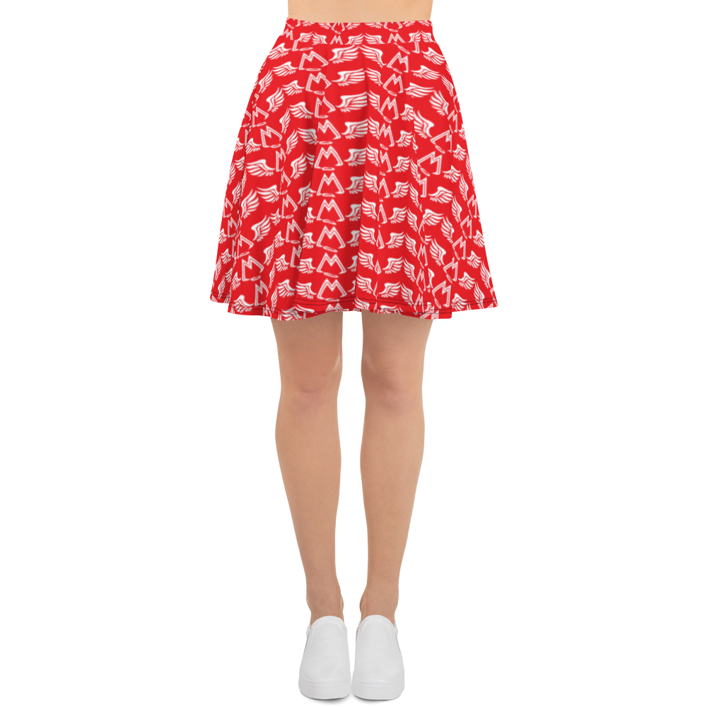 Red Skater Skirt With Duplicated White MM Iconic Logo