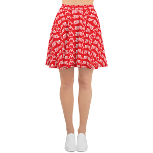 Red Skater Skirt With Duplicated White MM Iconic Logo