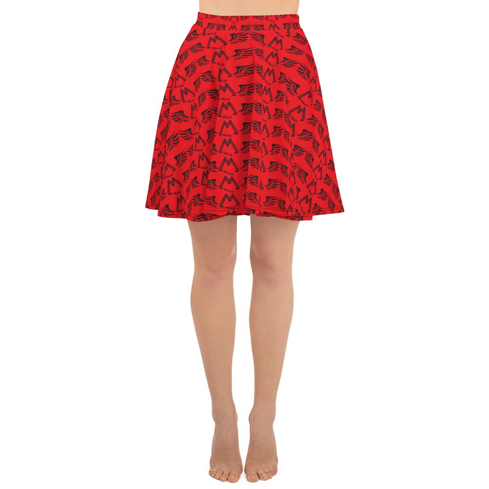 Red Skater Skirt With Duplicated Black MM Iconic Logo