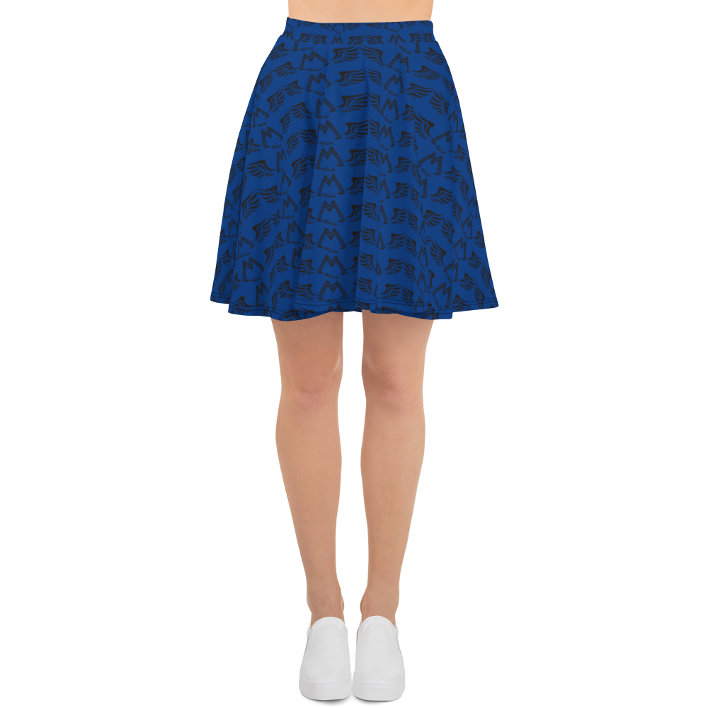Blue Skater Skirt With Duplicated Black MM Iconic Logo
