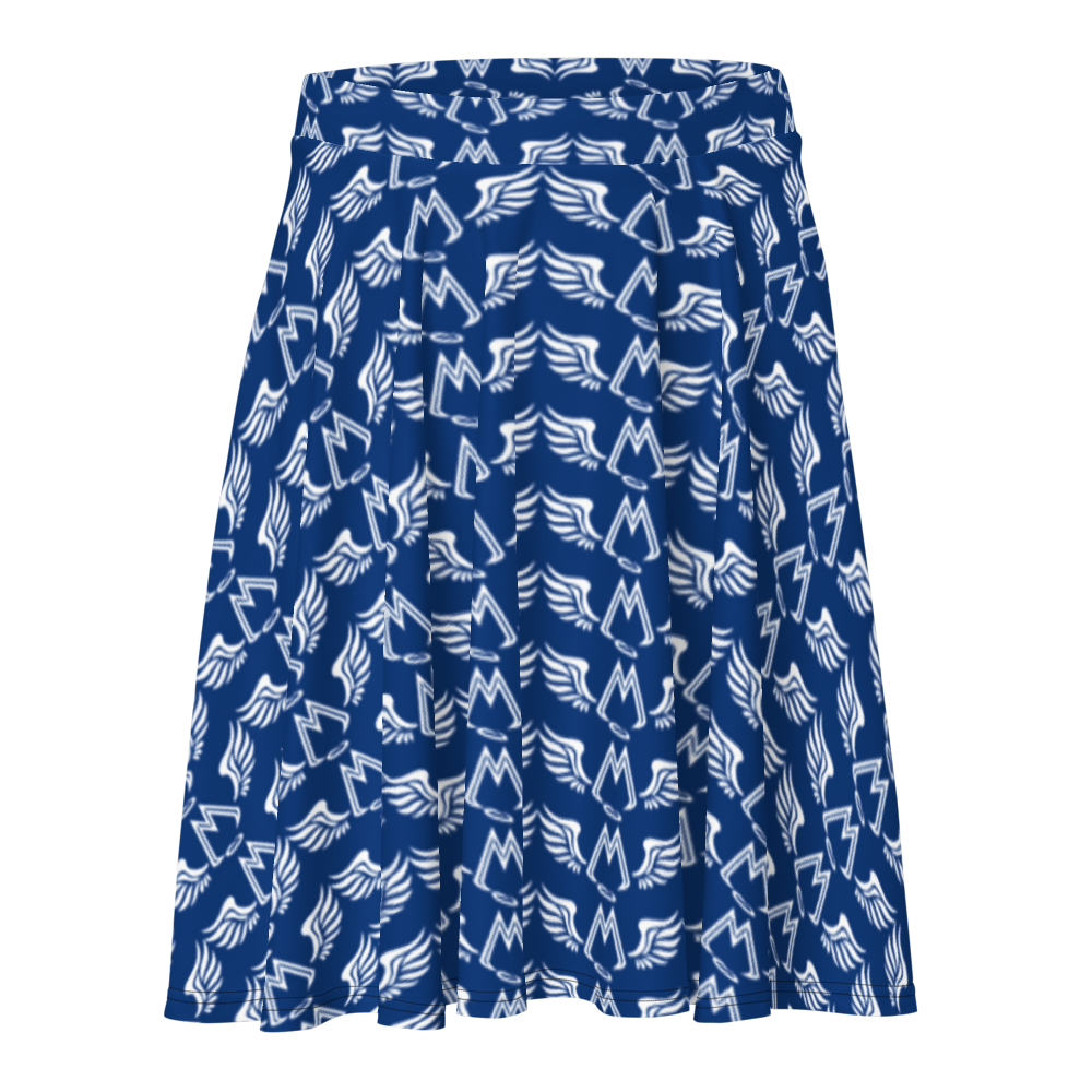 Blue Skater Skirt With Duplicated White MM Iconic Logo