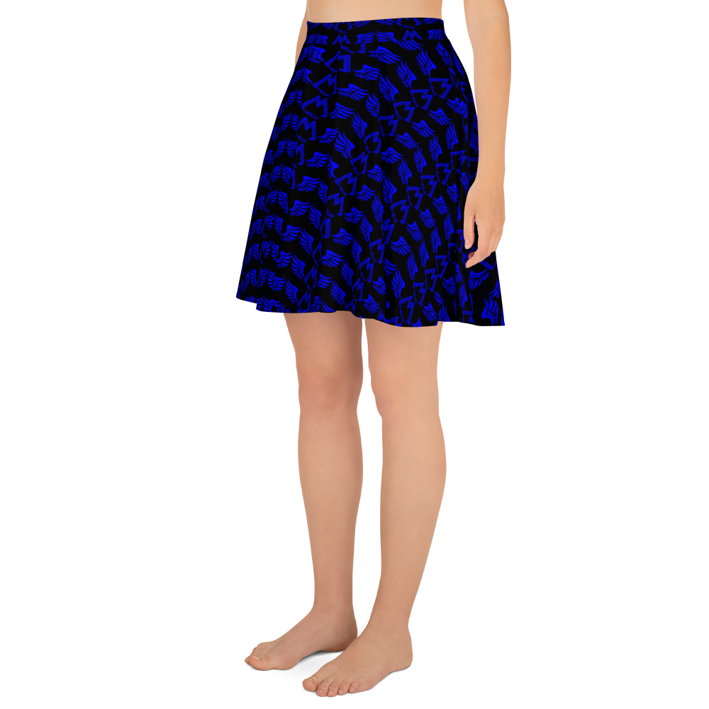 Black Skater Skirt With Duplicated Blue MM Iconic Logo