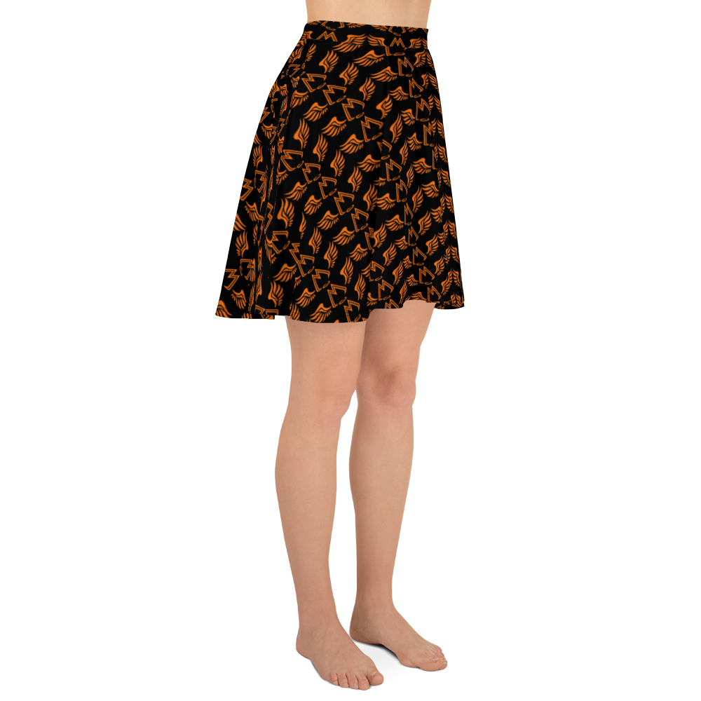 Black Skater Skirt With Duplicated Orange MM Iconic Logo