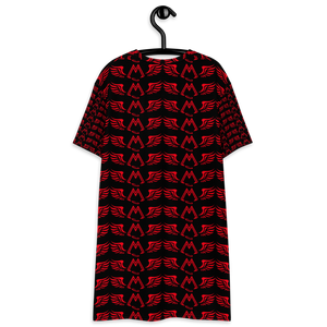Black T-Shirt Dress With Duplicated Red MM Iconic Logo