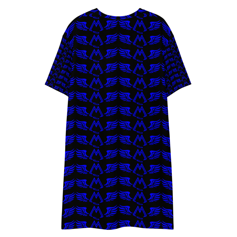 Black T-Shirt Dress With Duplicated Blue MM Iconic Logo
