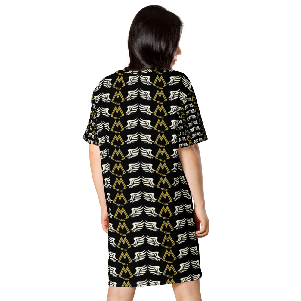 Black T-Shirt Dress With Duplicated Classic MM Iconic Logo