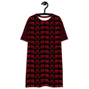 Black T-Shirt Dress With Duplicated Red MM Iconic Logo