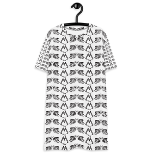 White T-Shirt Dress With Duplicated Black MM Iconic Logo