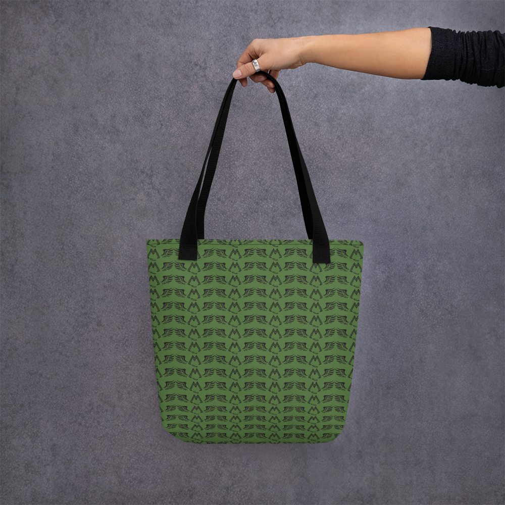 Army Green Tote Bag With Duplicated Black MM Iconic Logo