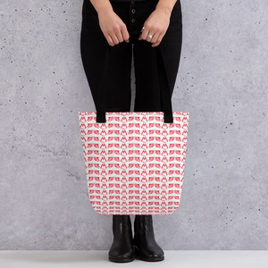 White Tote Bag With Duplicated Red MM Iconic Logo