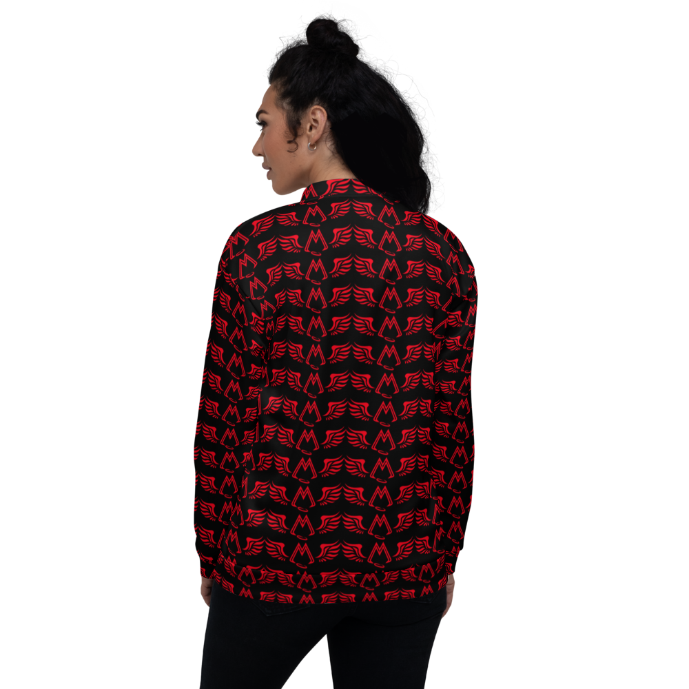Black Unisex Bomber Jacket With Duplicated Red MM Iconic Logo