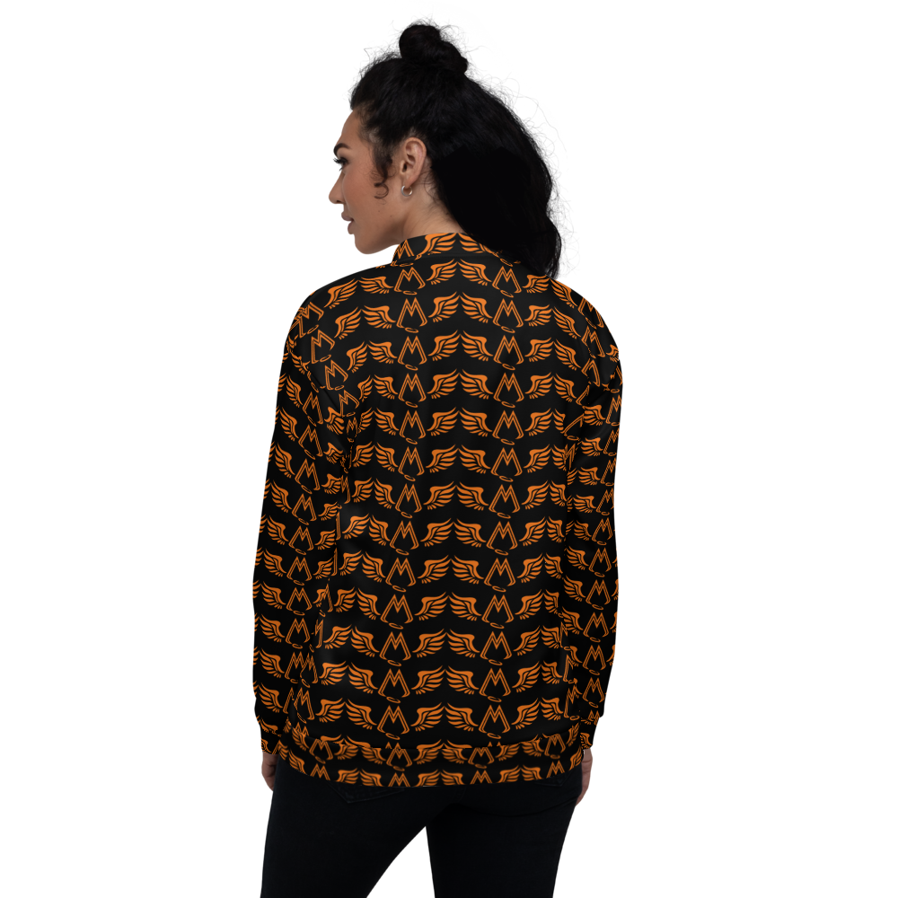 Black Bomber Jacket With Duplicated Orange MM Iconic Logo