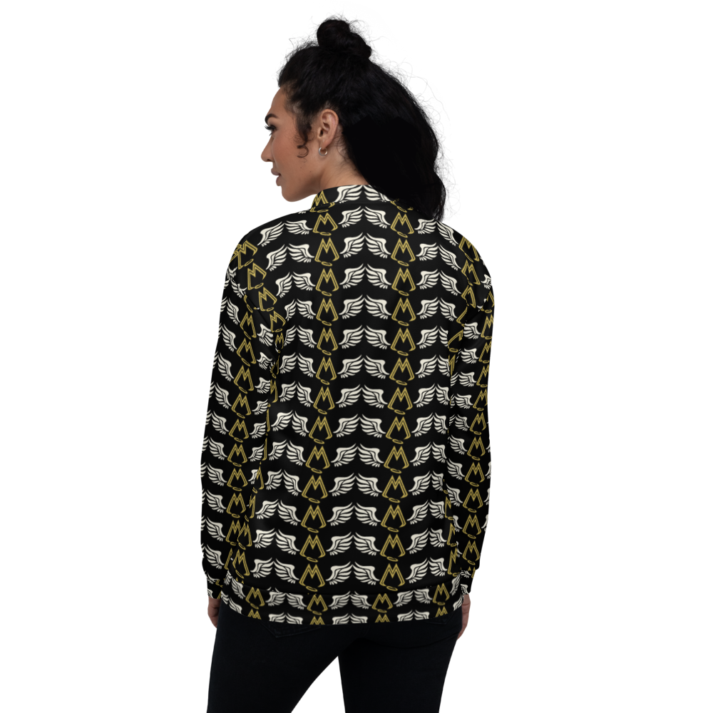 Black Bomber Jacket With Duplicated Classic MM Iconic Logo