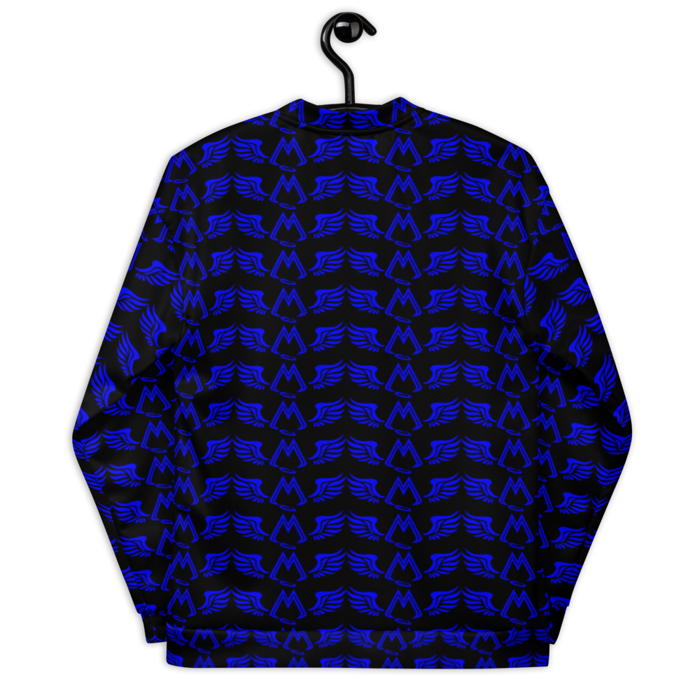 Black Bomber Jacket With Duplicated Blue MM Iconic Logo
