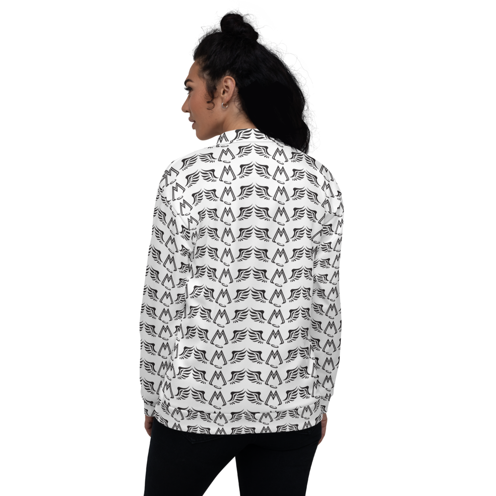 White Bomber Jacket With Duplicated Black MM Iconic Logo