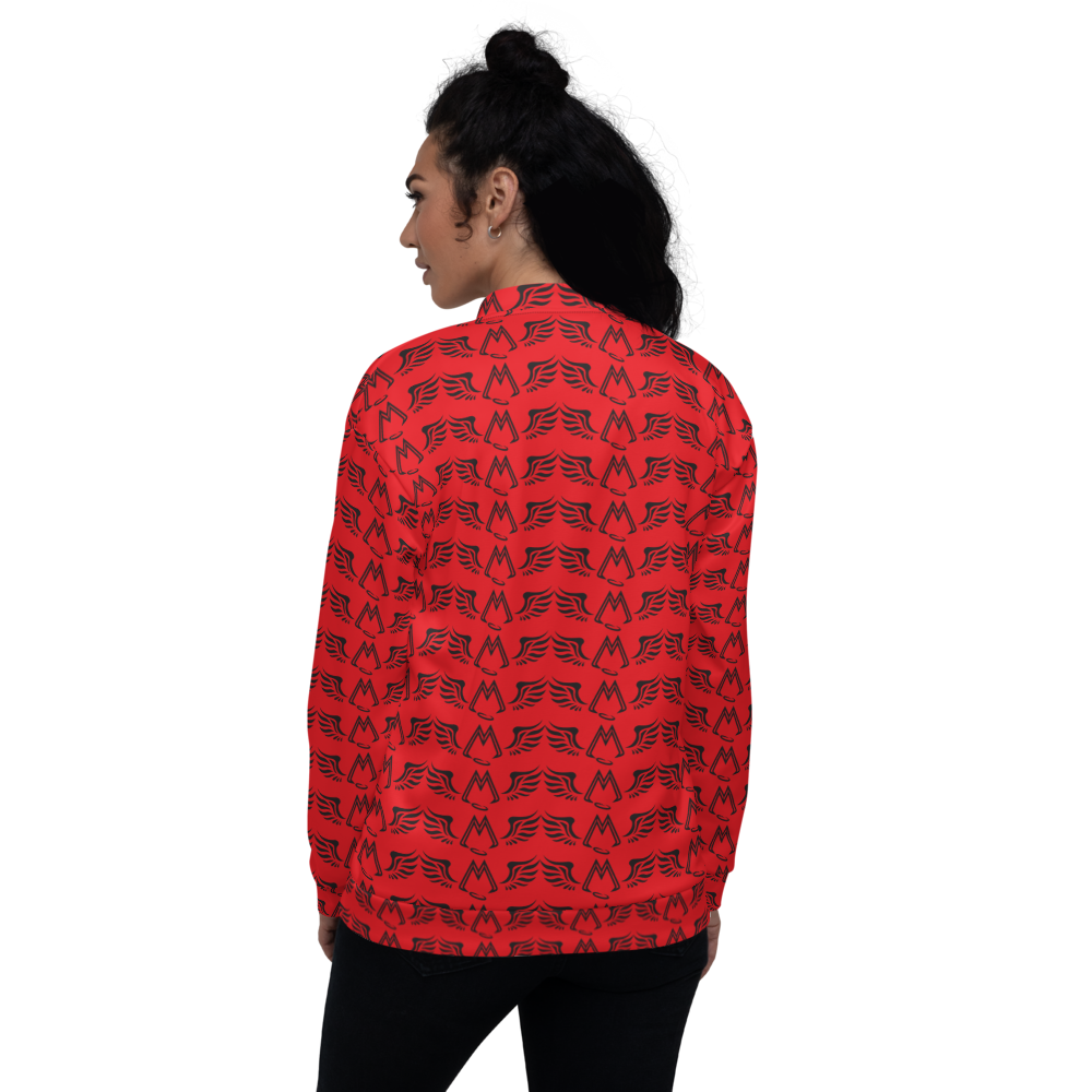 Red Bomber Jacket With Duplicated Black MM Iconic Logo