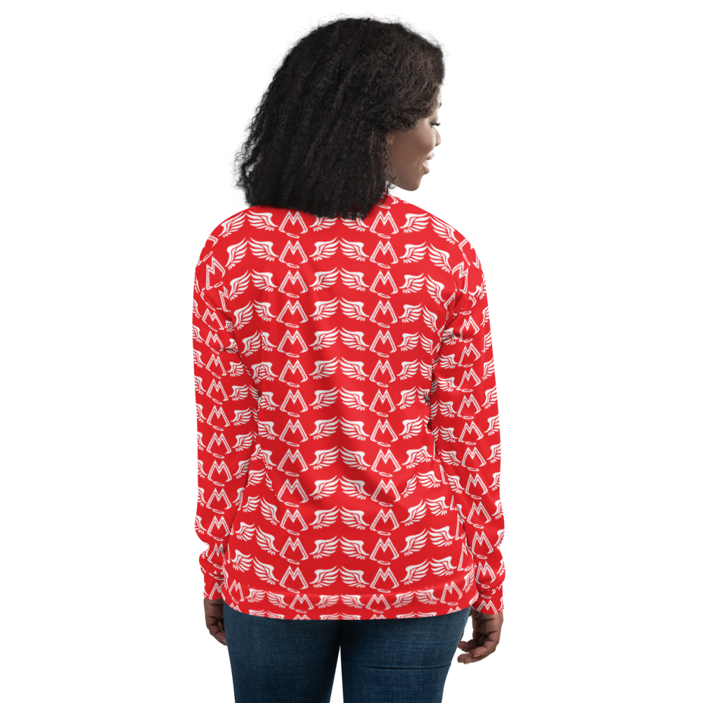 Red Bomber Jacket With Duplicated White MM Iconic Logo