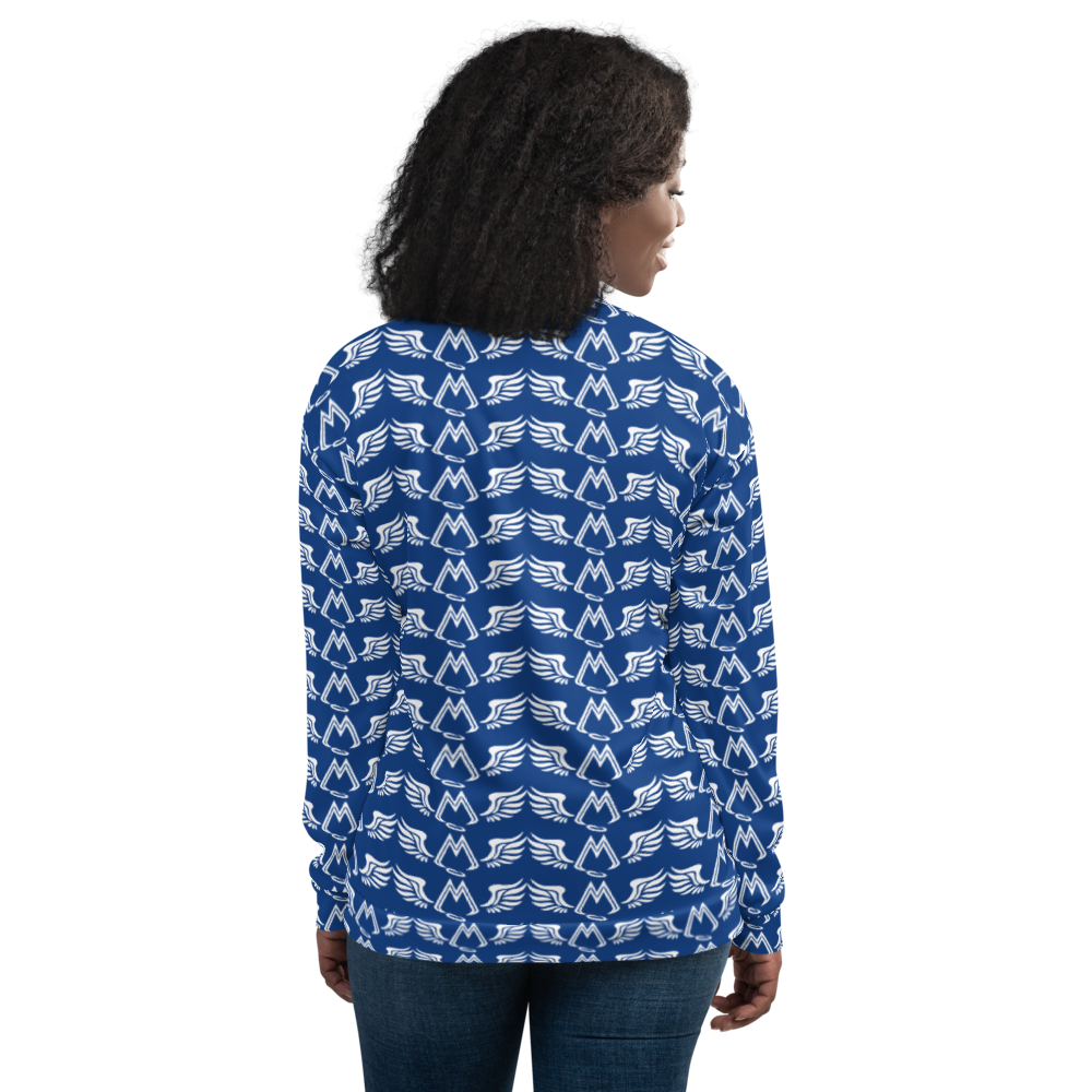 Blue Bomber Jacket With Duplicated White MM Iconic Logo
