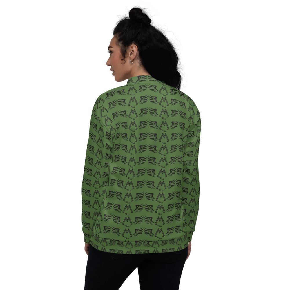 Army Green Unisex Bomber Jacket With Duplicated Black MM Iconic Logo