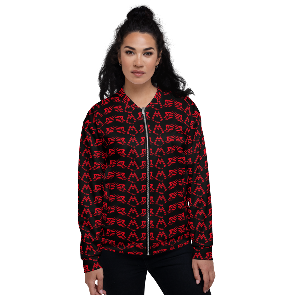 Black Unisex Bomber Jacket With Duplicated Red MM Iconic Logo