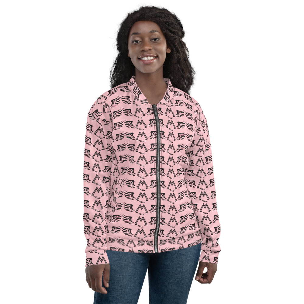 Pink Bomber Jacket With Duplicated Black MM Iconic Logo