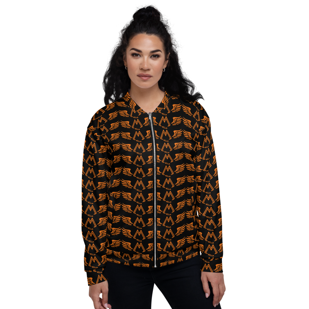 Black Bomber Jacket With Duplicated Orange MM Iconic Logo