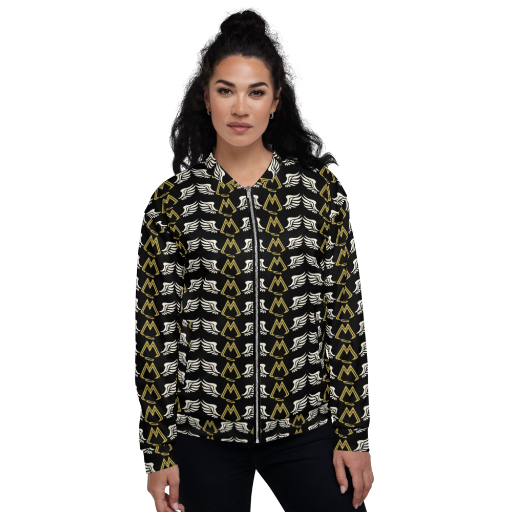 Black Bomber Jacket With Duplicated Classic MM Iconic Logo