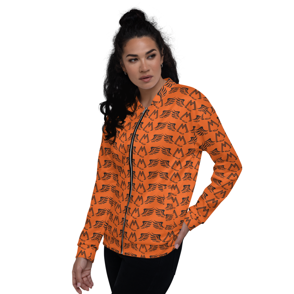 Orange Bomber Jacket With Duplicated Black MM Iconic Logo