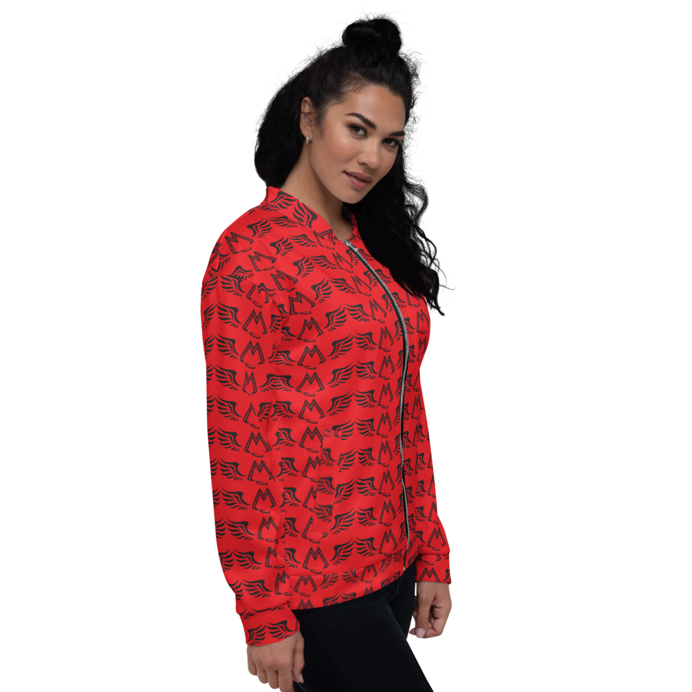 Red Bomber Jacket With Duplicated Black MM Iconic Logo