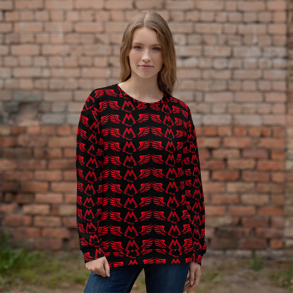 Black Sweatshirt With Duplicated Red MM Iconic Logo