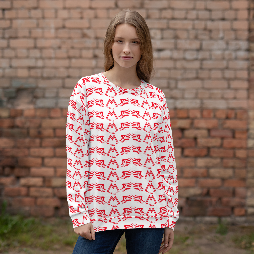 White Sweatshirt With Duplicated Red MM Iconic Logo