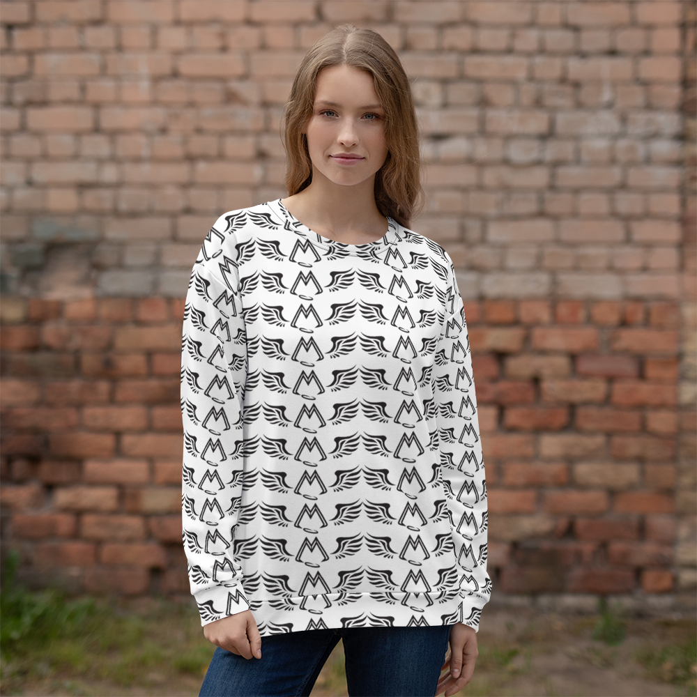 White Sweatshirt With Duplicated Black MM Iconic Logo