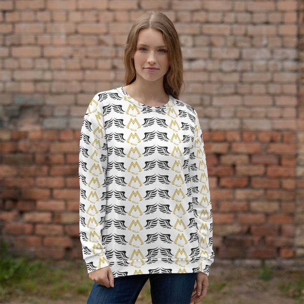 White Sweatshirt With Duplicated Gold-Black MM Iconic Logo