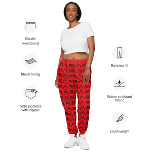 Red Track Pants With Duplicated Black MM Iconic Logo