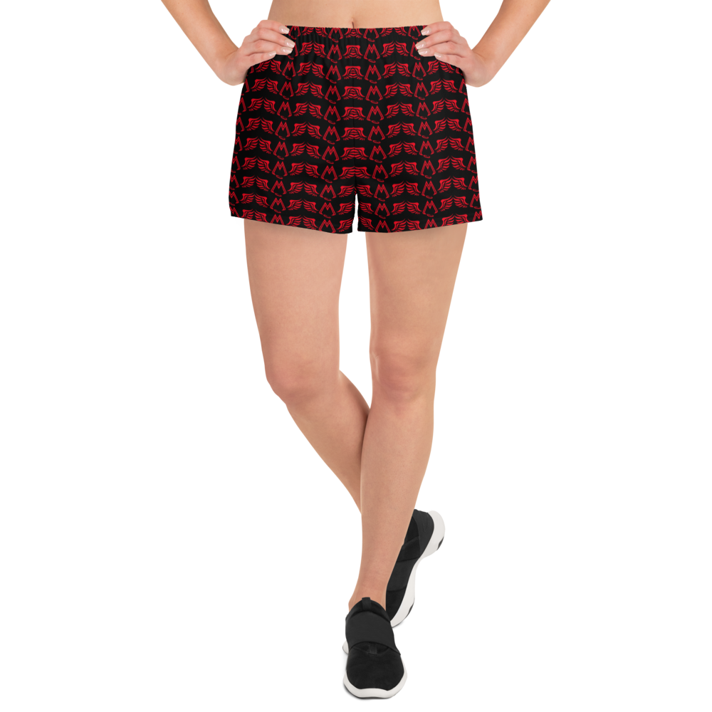 Black Athletic Short Shorts With Duplicated Red MM Iconic Logo