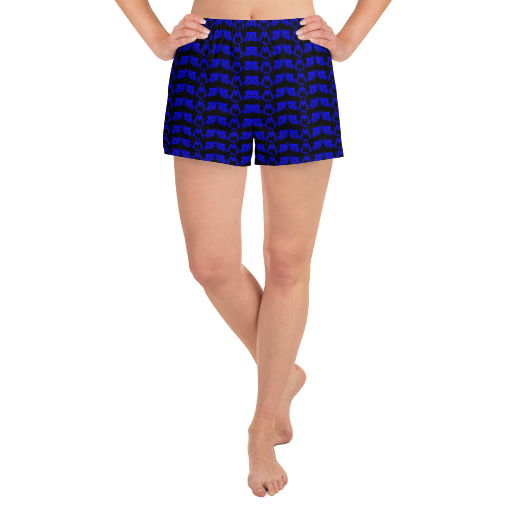 Black Athletic Short Shorts With Duplicated Blue MM Iconic Logo