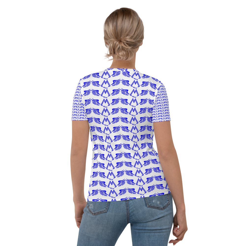 White T-Shirt With Duplicated Blue MM Iconic Logo