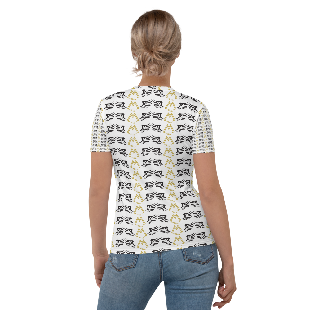 White T-Shirt With Duplicated Gold-Black MM Iconic Logo