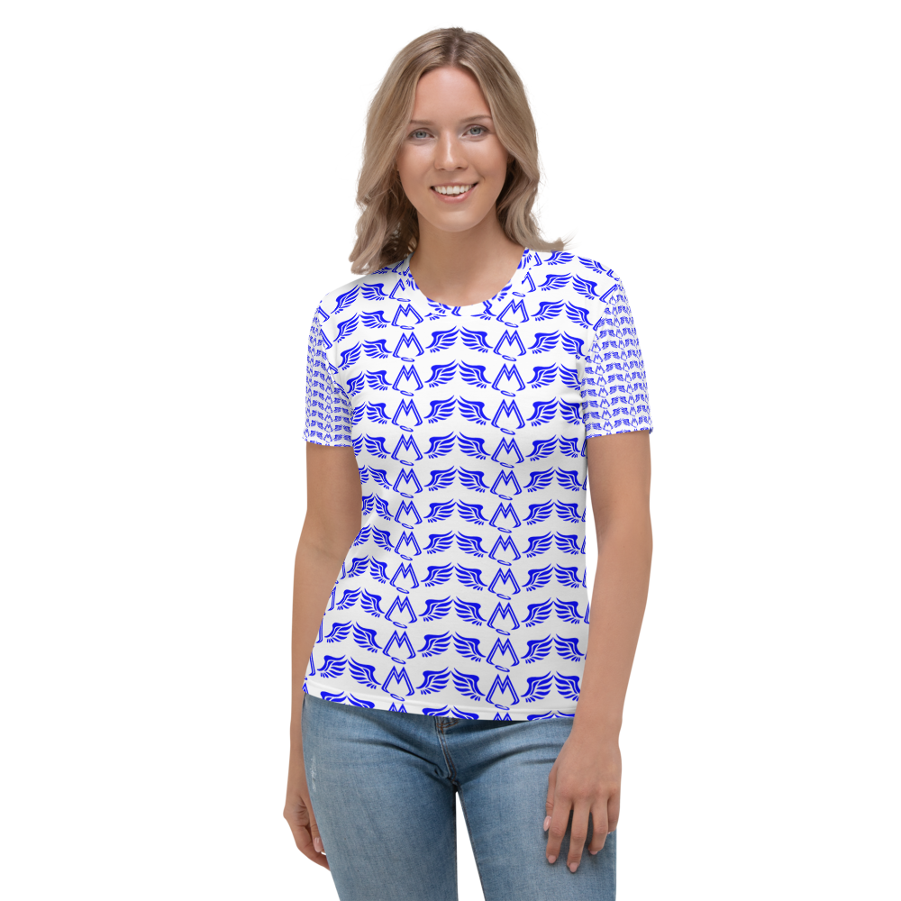White T-Shirt With Duplicated Blue MM Iconic Logo