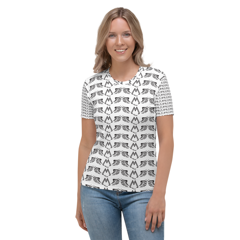 White T-Shirt With Duplicated Black MM Iconic Logo