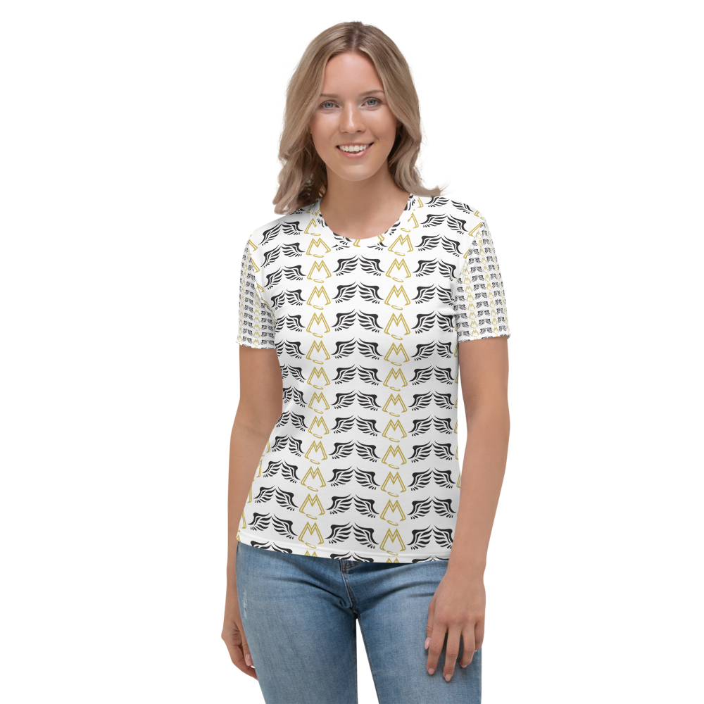 White T-Shirt With Duplicated Gold-Black MM Iconic Logo