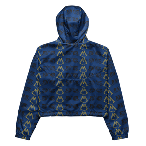 Blue Cropped Windbreaker With Duplicated Gold-Black MM Iconic