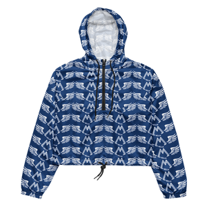 Blue Cropped Windbreaker With Duplicated White MM Iconic