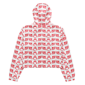 White Cropped Windbreaker With Duplicated Red MM Iconic